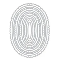 Silberne Stanzform-Silhouette der 12 verschachtelten Oval-Formen.