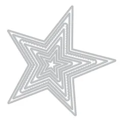 Silberne Stanzform-Silhouette der 8 verschachtelten Sternformen.