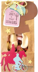 Papiertüte mit Sichtfenster, Süßigkeiten, Sinterklaas auf dem Pferd und Anhänger Wie zoet is krijgt lekkers