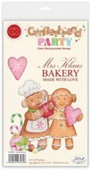 Verpackung des Clear-Stamps-Sets „Gingerbread Party – Christmas Baking Crew“ mit Lebkuchenhaus und Zutaten
