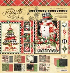 Merry-ful Greetings 12x12 Collection Pack mit 24 bedruckten Bögen, Schneemann, Weihnachtsbaum, Karomuster und festliche Designs von Graphic 45