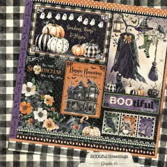 Detailansicht BOOtiful Greetings Paper Pad mit allen 12 verschiedenen Papier-Designs im Raster angeordnet