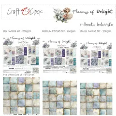 Werbegrafik vergleicht Big-, Medium- und Small-Papierset der Kollektion Flowers of Delight