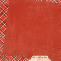 Großes rotes und grünes Karomuster auf Papierblatt, doppelseitig bedruckt, Merry-ful Greetings