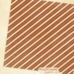 Grüne und rote diagonale Streifen mit weißen Linien auf Papierblatt aus Merry-ful Greetings