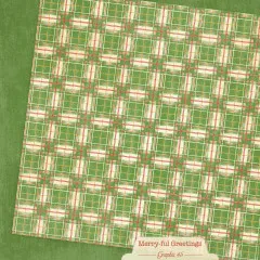 Grünes Papier mit Karomuster in Rot, Weiß und Gelb, Merry-ful Greetings Collection