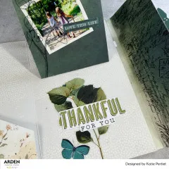 Grußkarte mit Foto, botanischen Zweigen und Dankes-Schriftzug