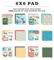 Übersicht aller 12 Designs des Hawaii Paper Pads von Carta Bella, doppelseitig bedruckt mit tropischen Motiven, Aloha-Schriftzügen und Inselszenen in verschiedenen Farbvarianten