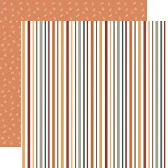 Designpapier mit Streublümchen (Astern, Gänseblümchen) in Herbsttönen / Rückseite: rostrotes Punktmuster