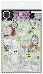 Verpackung der Clear-Stamps-Serie Hocus Pocus mit Halloween-Motiven, Design von Helz Cuppleditch