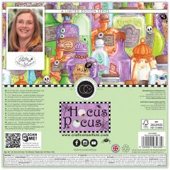 Rückseite der Verpackung mit Produktinfos in mehreren Sprachen und Foto der Designerin Helz Cuppleditch
