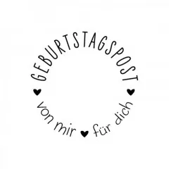Holzstempel Geburtstagspost von mir für dich Motivabdruck schwarz auf weiß