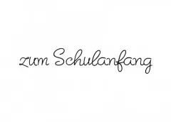 Stempelabdruck Holzstempel Zum Schulanfang in Schreibschrift auf weißem Hintergrund