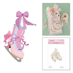 Übersicht mit vergrößertem Schlittschuh, fertiger Karte und Produktverpackung