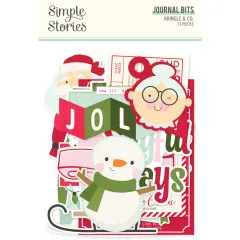 Simple Stories Journal Bits & Pieces Die-Cuts Kringle & Co.: Verpackung mit Weihnachtsmann, Frau Holle und "Joyful"-Banner, 73 Teile