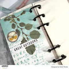 Journal-Seite verziert mit ausgestanzten Blättern und Schmetterlings-Detail