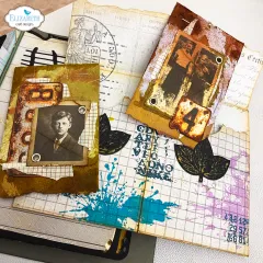 Angewendetes Beispiel: Journalseite mit Kinderfoto, Blattstempel und Zahlenstempel "4"