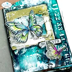 Journalseite mit Libelle, Vogel und Anhänger "Where Wings Wander"