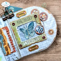 Angewendetes Beispiel: Journalseite mit gestempeltem Schmetterling im Passepartout-Rahmen