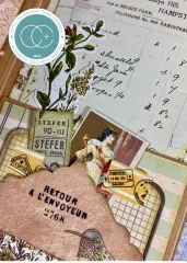 Journalseite mit Kontobuch-Hintergrund, Etiketten Stefer und Retour à l'envoyeur und Kolibri