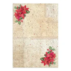 Hintergrundseite mit Poinsettia-Ecken auf Vintage-Schrift-Papier.