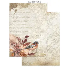 Cardstock-Seiten mit Londoner Kartenmotiven, Vogel und historischen Texten