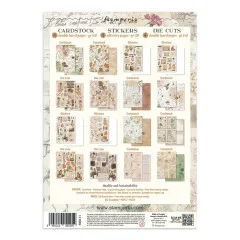 Produktübersicht aller Inhalte: Cardstock, Sticker und Die-Cuts des Stamperia Junk Journals