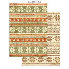 Norwegermuster in Orange, Grün und Creme, Rückseite braunes Nordic-Muster.