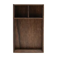 Vignette Curio Kästchen Innenansicht mit zwei herausnehmbaren Einsätzen oben und großem Stauraum, Dunkelbraun gebeiztes Holz