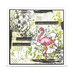 Karte mit Flamingo, Orchideen, Zahlen und Spruch If you're hotter than me