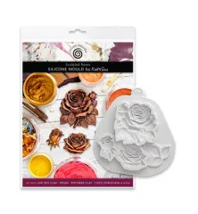 Katy Sue Silikonform Sculpted Roses ausgepackt neben der Verpackung