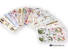 60er Set 3D-Bögen fächerförmig angeordnet mit vielfältigen Dekomotiven und Blumenmuster