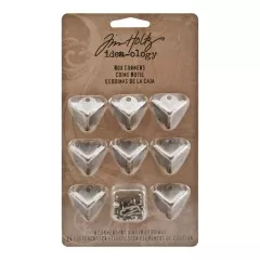Idea-Ology Metal Box Corners W/Fasteners Antique Nickel