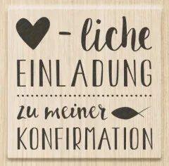 Holzstempel - Herz-liche Einladung Konfirmation