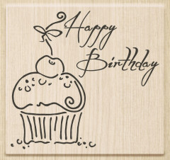 Holzstempel - Happy Birthday Muffin