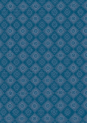 Designpapier Ornamente blaue Rosette