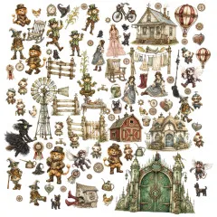 Laser-Cut-Bogen mit Dorothy, Vogelscheuche, Löwe, Hexe, Ballons, Windmühle, Scheune und Smaragdtor