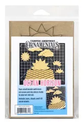 Verpacktes Laser-Cut-Chipboard-Set mit Sonnen, Wolken und gewellten Ozeanteilen für 3D-Bastelprojekte