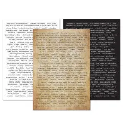 Drei Stickerbögen Lavinia Sentiment Stickers 6 mit englischen Wortstickern in Weiß, Schwarz und Vintage-Sepia