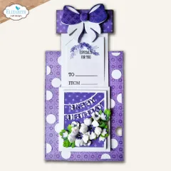 Lila Kartenhalter mit Schleife, Tag Especially for you und Happy-Birthday-Fenster
