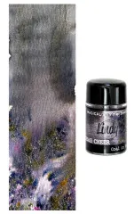 Farbmuster und Fläschchen des Shimmer-Shakers „Coal in Your Stocking“ in Anthrazit