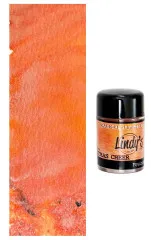 Farbmuster und Fläschchen des Shimmer-Shakers „Fruitcake & Fabulous“ in Orange