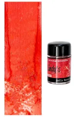 Farbmuster und Fläschchen des Shimmer-Shakers „Holly Berry Hustle“ in Rot
