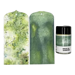 Lindys Stamp Gang Magical Shakers Lichen Ledgers Gläschen mit zwei grünen Mustertags