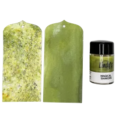 Lindys Stamp Gang Magical Shakers Moss Boss Gläschen mit zwei olivgrünen Mustertags