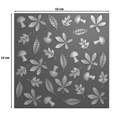 Technische Darstellung des Prägefolders Leaves mit Maßangabe 15x15 cm