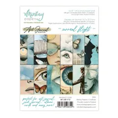 Verpackung des Mintay Surreal Flight Art Journal Paper Pads mit surrealistischen Motiven aus Augen, Schmetterlingen und Portraits in Blautönen.