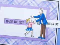Nahaufnahme der Schiebekarte mit Kind- und Großvaterfigur und You're-the-best-Schriftzug