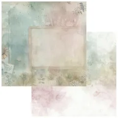 Papierseite im Postkarten-Design mit Eisvogel und leerem Rahmen zum Beschriften, Rückseite in Aquarell-Wolkenoptik.