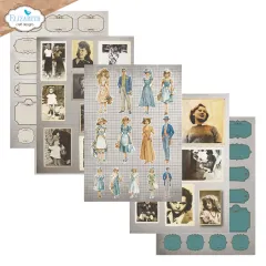 Motivbogen mit Monatsschildern, nummerierten Rundmotiven und gerahmten Portraits